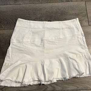 Aqua White Denim Skirt